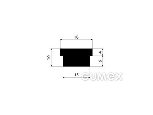 "T" Gummiprofil, 10x18/15mm, 70°ShA, EPDM, ISO 3302-1 E2, -40°C/+100°C, schwarz, 